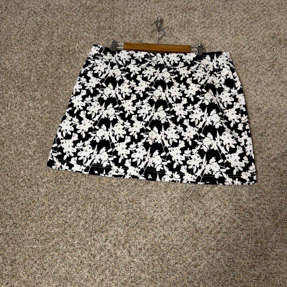 Mario Serrani Italy Floral Golf Skort Black White XL Active Skirt with Pockets